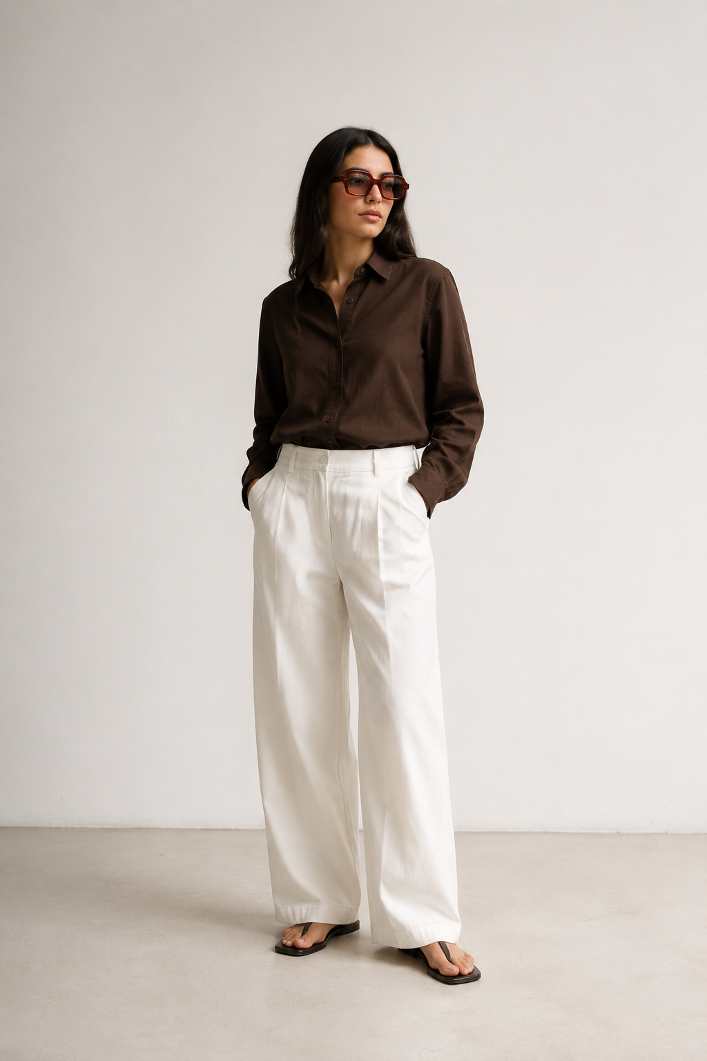 Light layers, quiet color, and frames that finish the outfit.